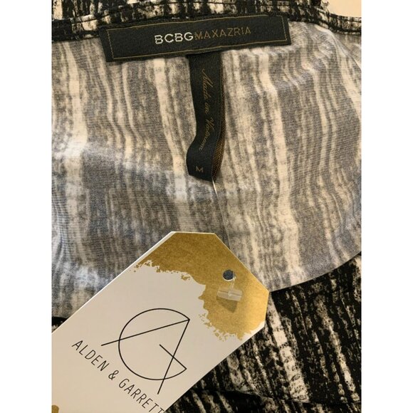 BCBG Max Azria Black & White Striped 3/4 Sleeve Shift Dress, Size Medium - Picture 8 of 8